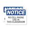 Signmission No Cell Phone Use In This Classroom, 10 in W x Rectangle, Plastic OS-2PACK-NS-P-710-L-16028 - alternate 1